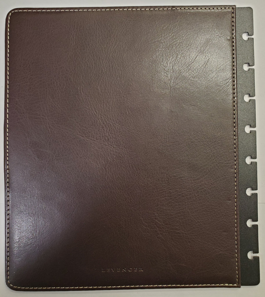 Levenger Tri-Pocket Leather Folder - 3 Interior Pockets, ID Window, Pen Loop, Gift Boxed - Full-Grain Saddle Leather